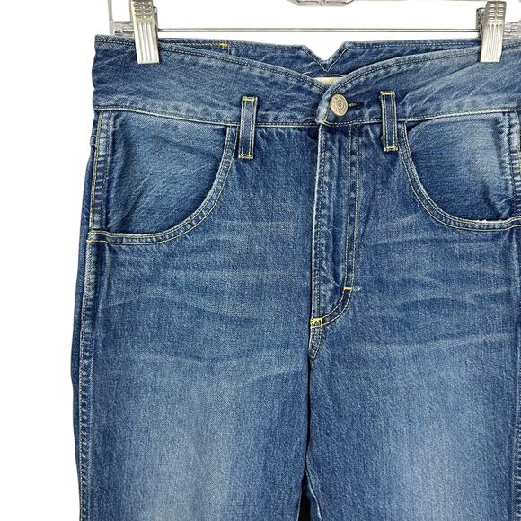 AMO Tulip Denim Dark Vintage Blue Cropped High Waisted Jeans 27 - Picture 5 of 9